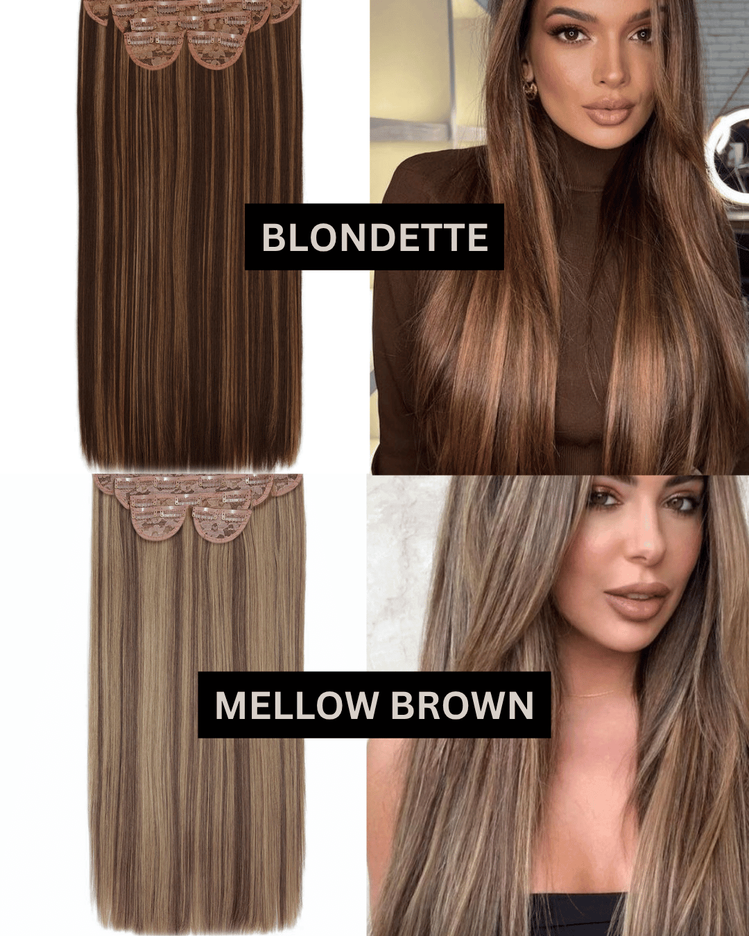 22" 5 Piece Straight Clip In Hair Extensions