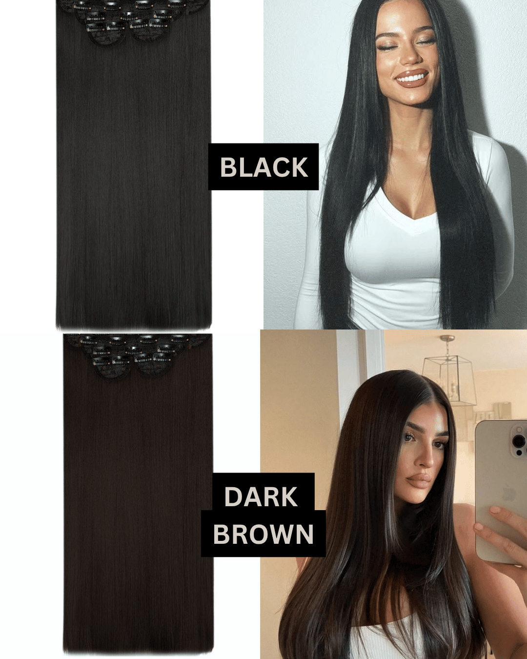 22" 5 Piece Straight Clip In Hair Extensions